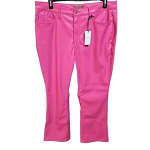 Judy Blue Hot Pink Faux Leather Pants Size 20 W Straight Leg Tummy Control